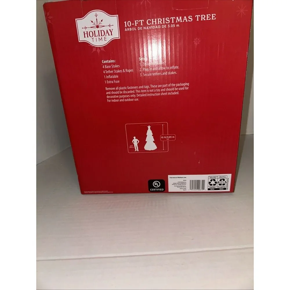 Holiday Time Inflatable Christmas Tree Airblown Lighted Yard Inflatable 10' Tall